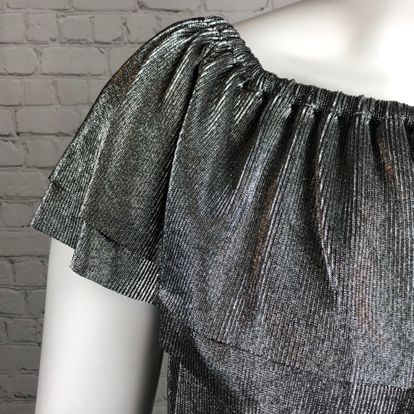 0X 3X Michael Kors Metallic Ruffle Top Plus Size - Picture 6 of 6